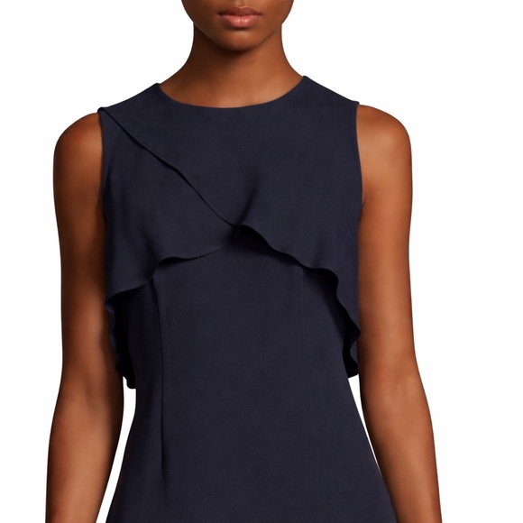 KARL LAGERFELD Navy Sleeveless Crepe Popover Dress - Picture 5 of 5